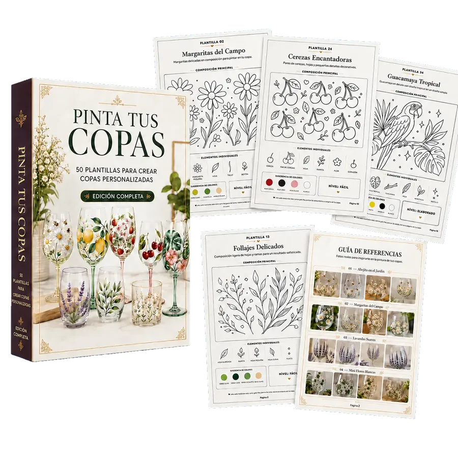 Mockup de Pinta Tus Copas con 50 plantillas para crear copas personalizadas