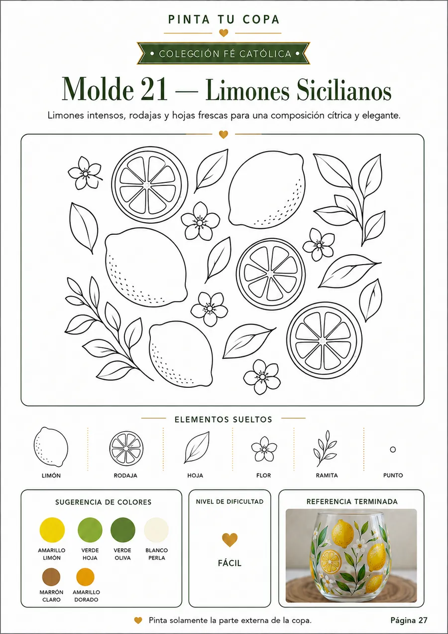 Plantilla 21 — Limones Sicilianos, página interior de Pinta Tus Copas